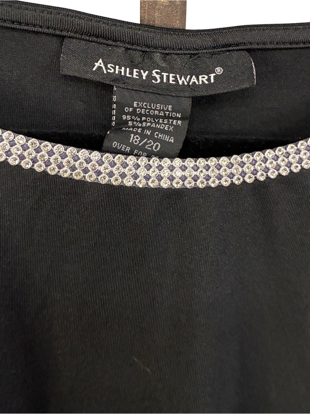 Ashley Stewart Black Rhinestone-Trim Flared Sleeve Blouse - Picture 3 of 4